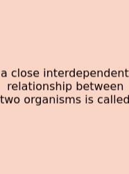 A Close Interdependent Relationship Between Two Organisms Is Called
