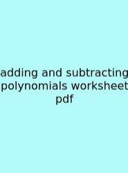 Adding And Subtracting Polynomials Worksheet Pdf