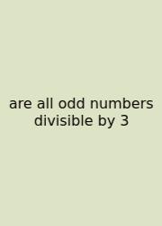 Are All Odd Numbers Divisible By 3
