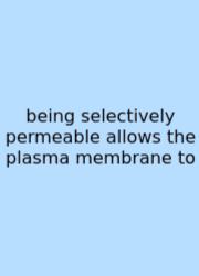 Being Selectively Permeable Allows The Plasma Membrane To