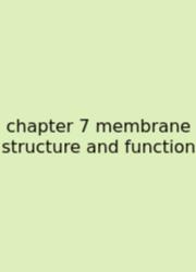 Chapter 7 Membrane Structure And Function