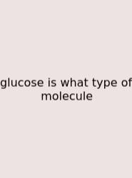 Glucose Is What Type Of Molecule