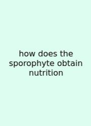 How Does The Sporophyte Obtain Nutrition