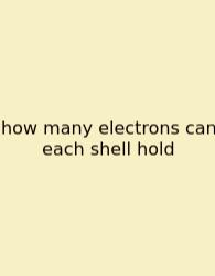 How Many Electrons Can Each Shell Hold