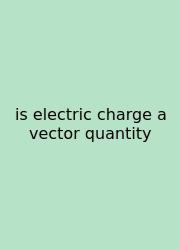 Is Electric Charge A Vector Quantity