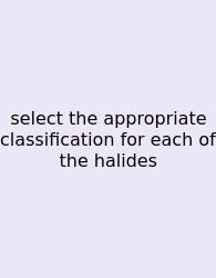 Select The Appropriate Classification For Each Of The Halides