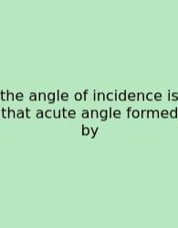 The Angle Of Incidence Is That Acute Angle Formed By