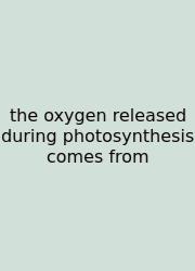 The Oxygen Released During Photosynthesis Comes From