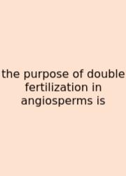 The Purpose Of Double Fertilization In Angiosperms Is