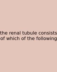 The Renal Tubule Consists Of Which Of The Following