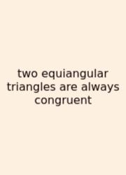 Two Equiangular Triangles Are Always Congruent
