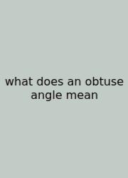 What Does An Obtuse Angle Mean