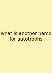 What Is Another Name For Autotrophs