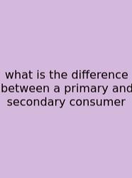 What Is The Difference Between A Primary And Secondary Consumer