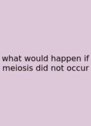 What Would Happen If Meiosis Did Not Occur