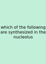 Which Of The Following Are Synthesized In The Nucleolus