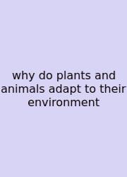 Why Do Plants And Animals Adapt To Their Environment